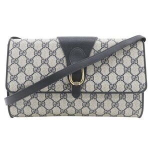 Gucci Vintage 2-Way Clutch 904.02.050 GG Plus Gray Navy Shoulder Bag Gray